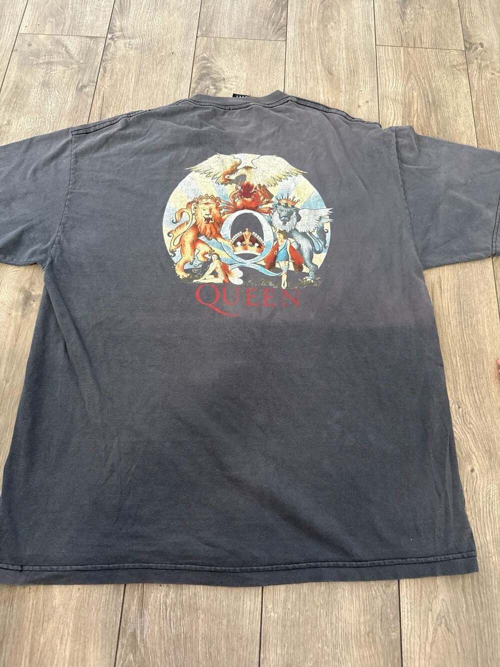 Queen Band Crest Logo Graphic Print Black T-Shirt